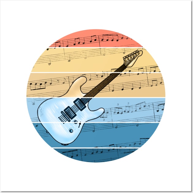 Electric Guitar Music Notation Guitarist Musician Wall Art by doodlerob